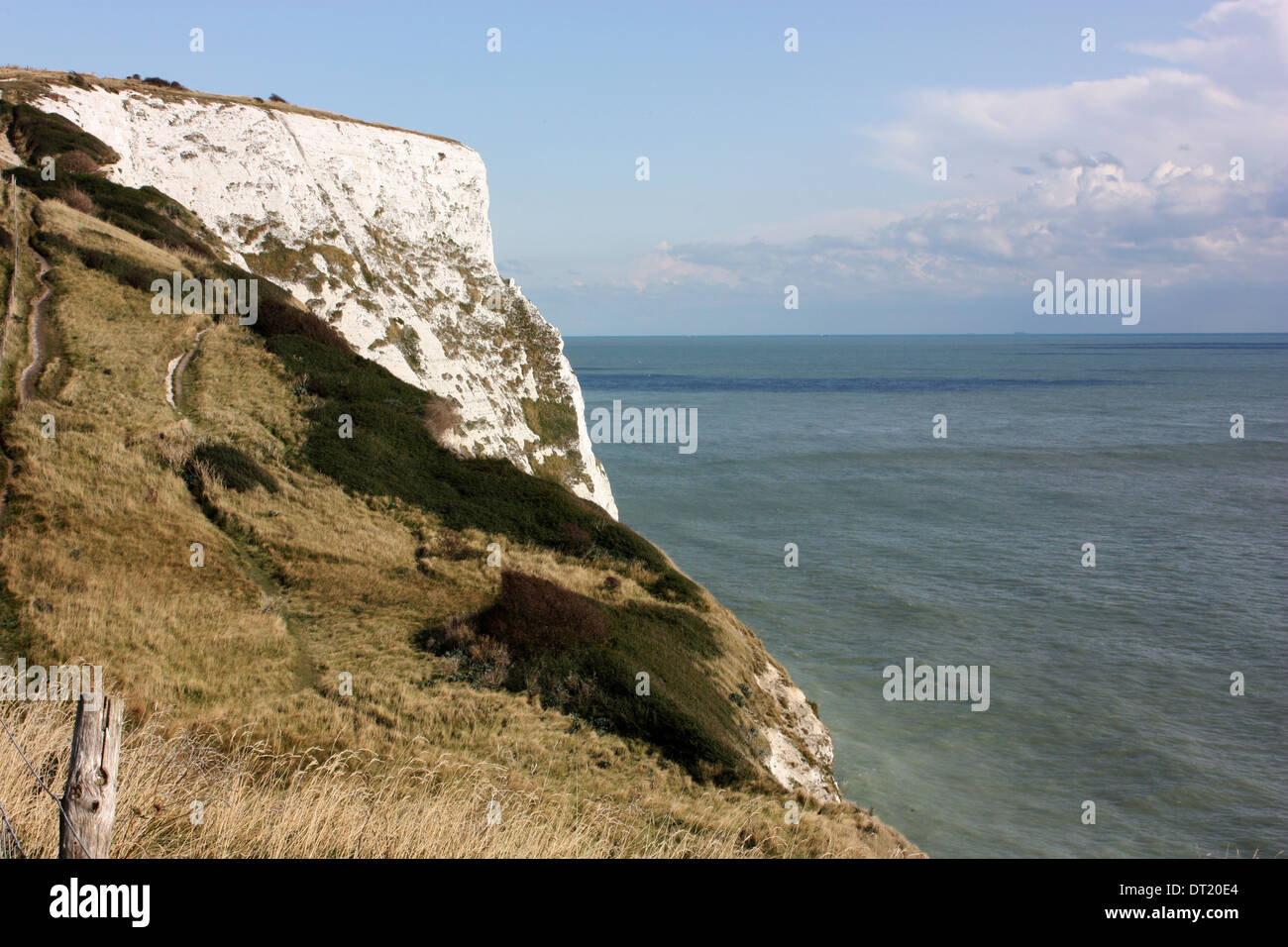 A landscape view looking at the green & white of the dover cliffs Stock Photo