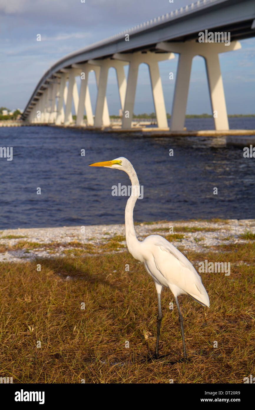 Fort Ft. Myers Florida,Gulf of Mexico,San Carlos Bay water,Sanibel Causeway,bridge,Causeway Islands Park,Sanibel Barrier Island,Caloosahatchee River w Stock Photo