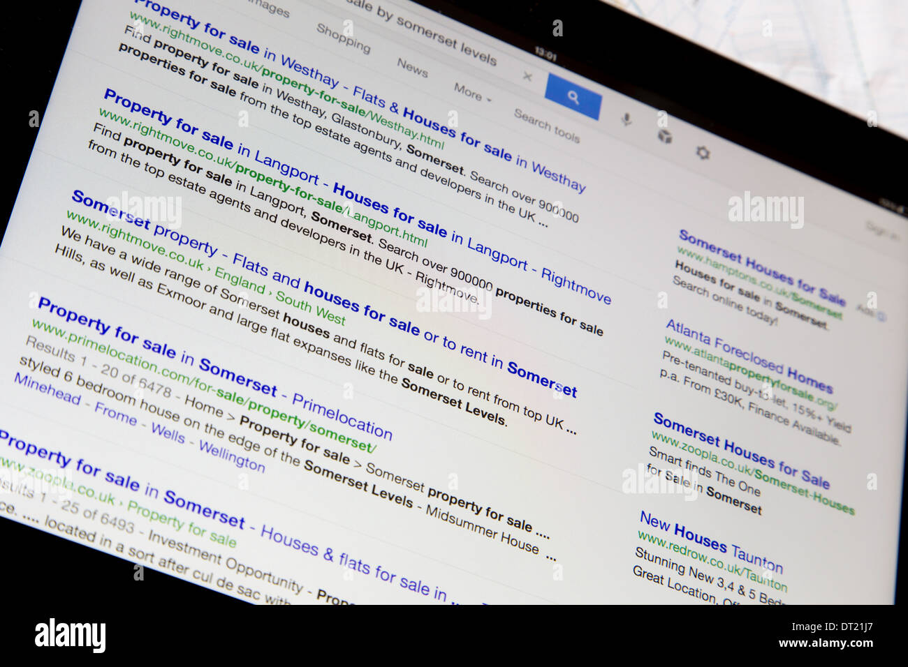 Searching for properties for sale on the Somerset Levels with an i pad