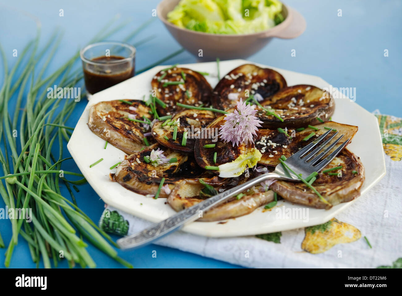 Grilled eggplant miso sauce Stock Photo Alamy