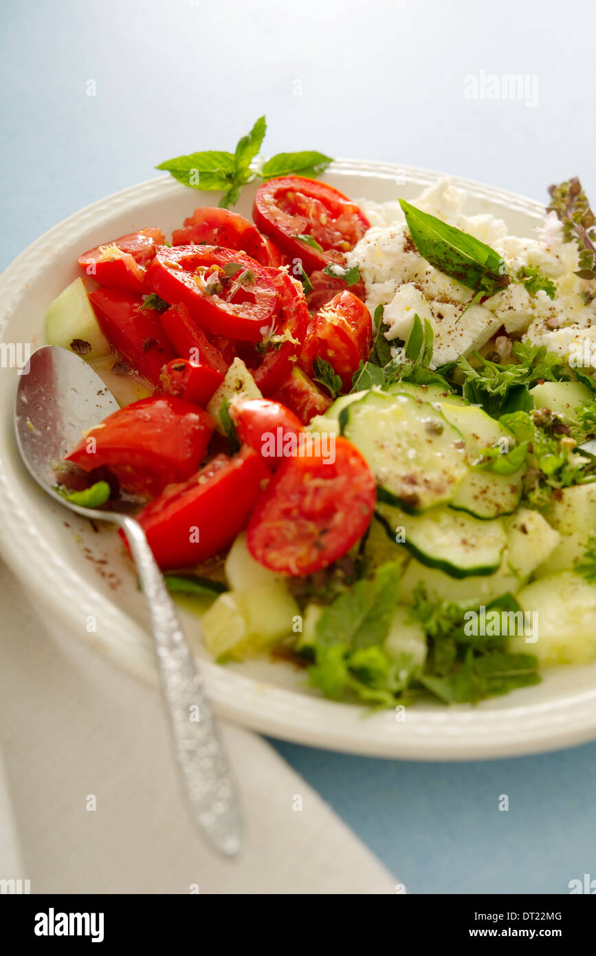 Cucumber salad, tomato and sumac Stock Photo Alamy