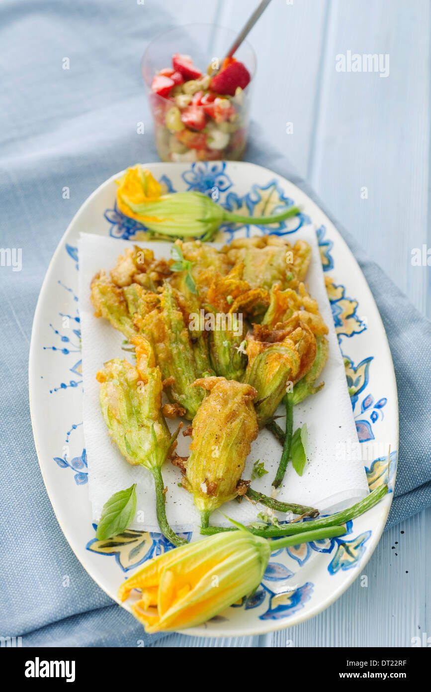 Zucchini flower, mozzarella and ricotta Stock Photo Alamy