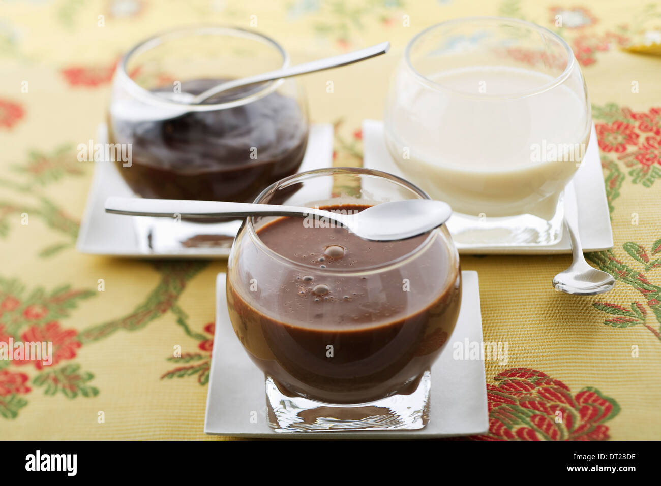 Chocolate pudding 3 colors Stock Photo - Alamy