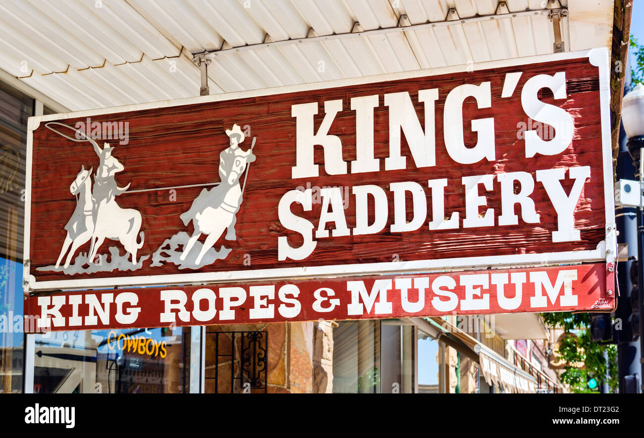 King's Saddlery storefront in downtown Sheridan, Wyoming, USA Stock