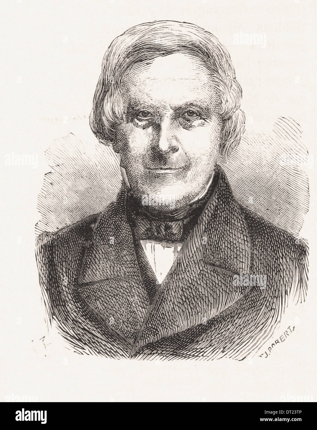 Portrait of Michelet - French engraving XIX th century Stock Photo