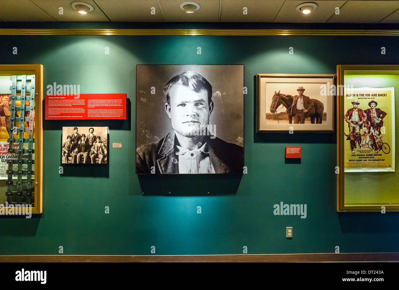 Butch Cassidy and the Sundance Kid display in Wyoming Territorial Prison Museum, Laramie, Wyoming, USA Stock Photo
