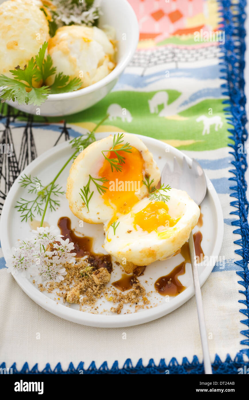 Fried eggs with soy sauce Stock Photo Alamy