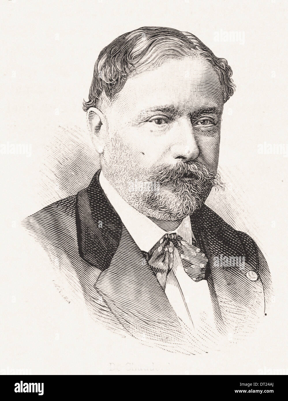 Portrait of de Chaudordy French engraving XIX th century Stock Photo