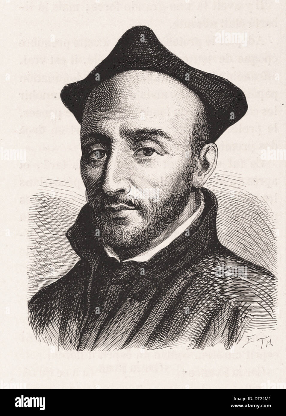Portrait of Ignace de Loyola French engraving XIX th century Stock