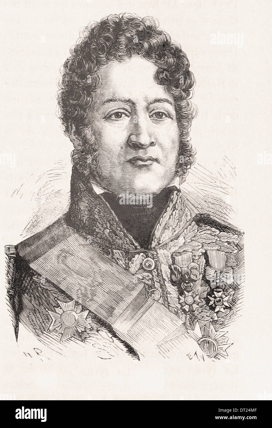Portrait of Louis-Philippe - French engraving XIX th century Stock Photo