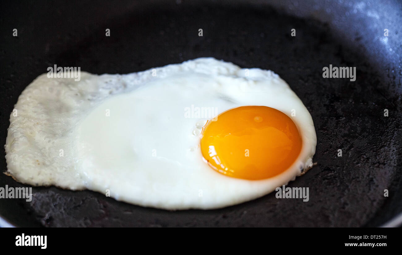 Fried egg in frying pan Stock Photo - Alamy
