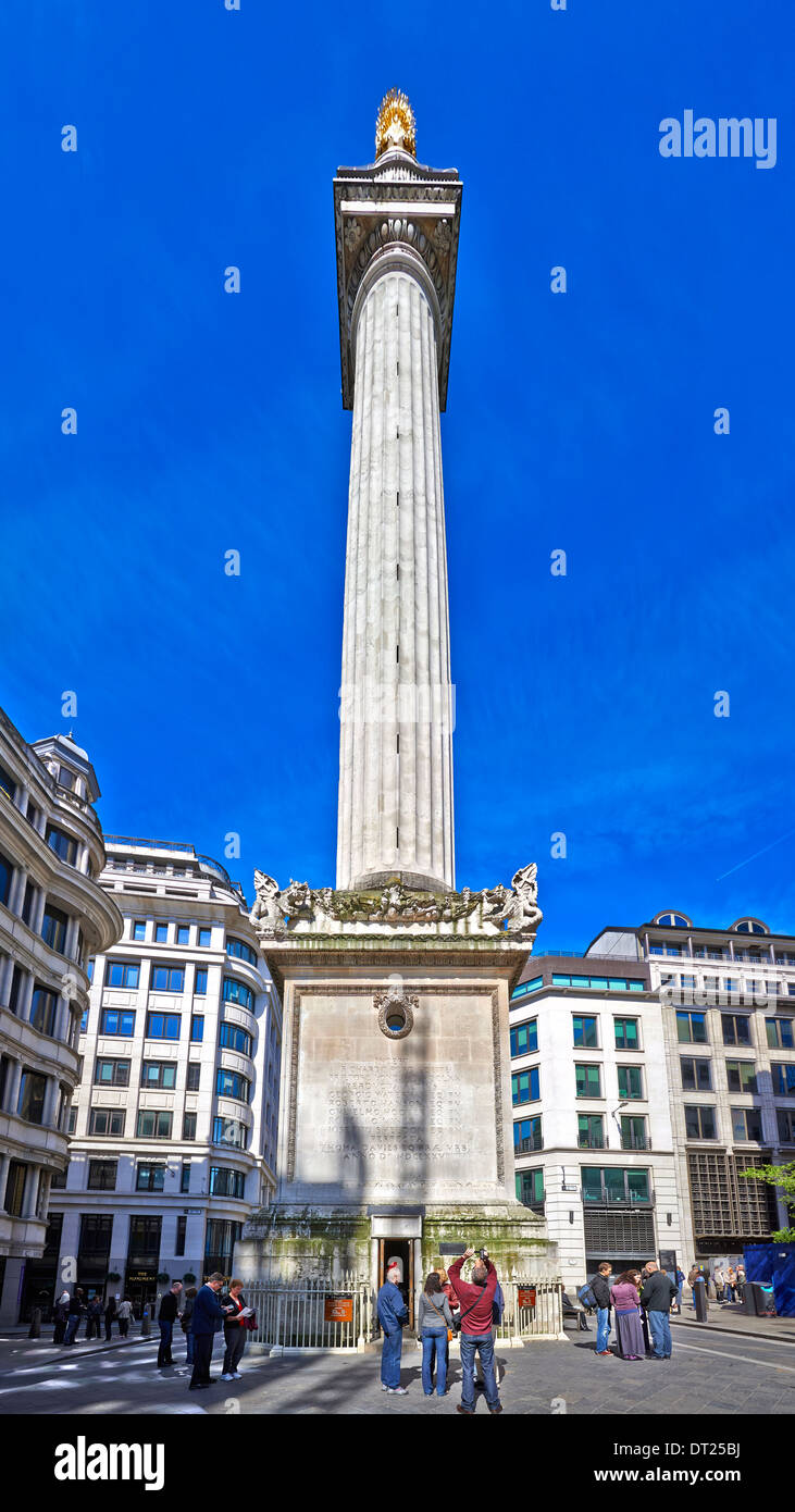 The Monument to the Great Fire of London, more commonly known simply as the Monument Stock Photo