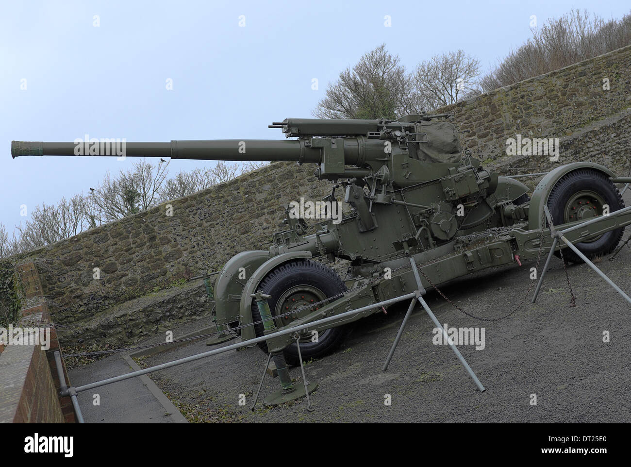 Vickers designed QF 3.7 inch mobile anti aircraft gun Stock Photo