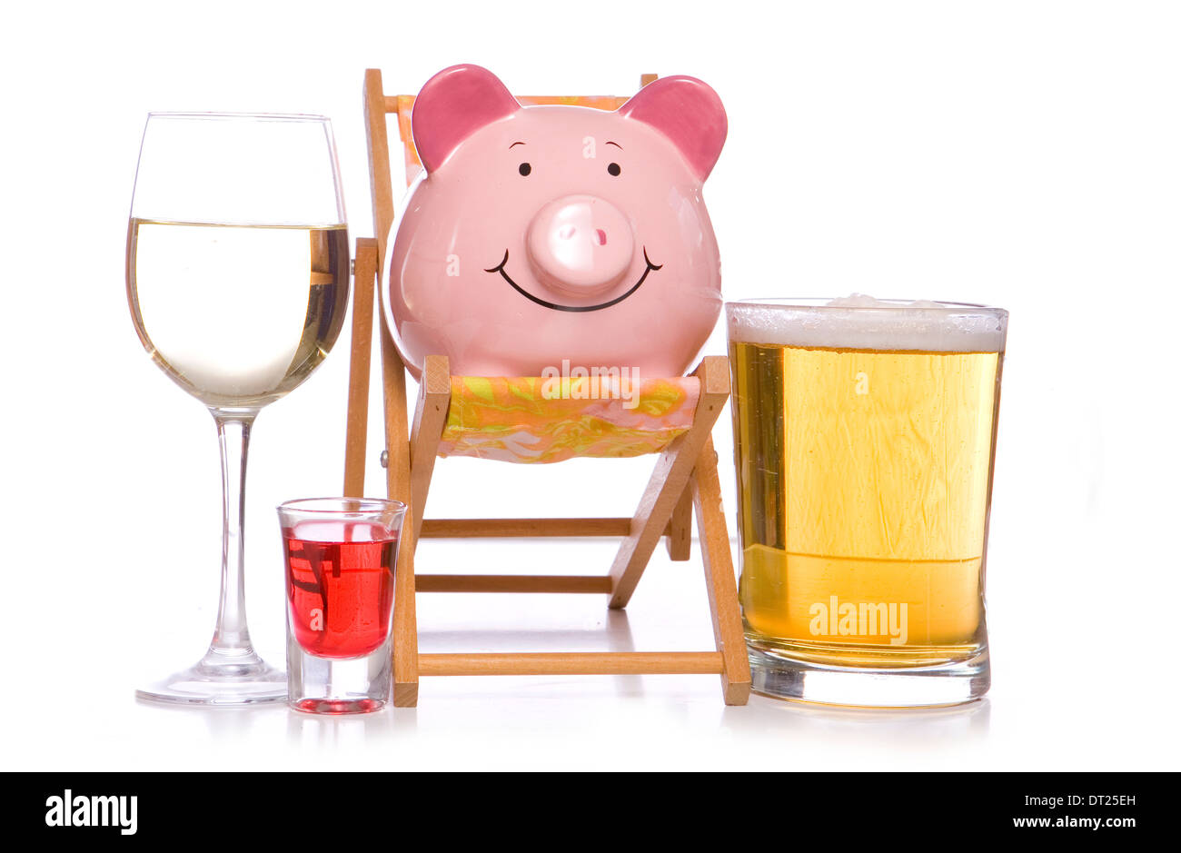 alcohol on holiday piggy bank cutout Stock Photo