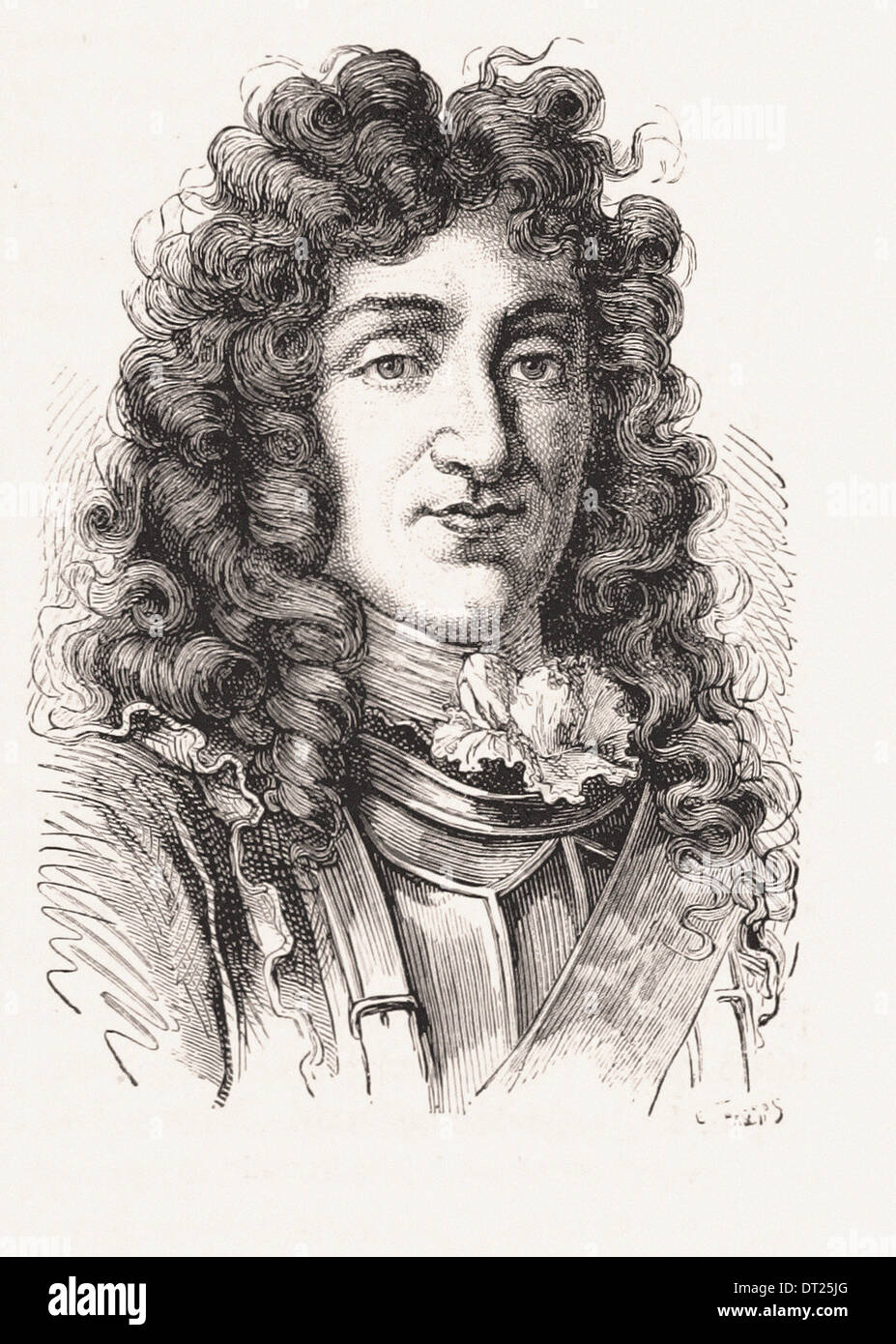 Portrait of Le Maréchal de Luxembourg - French engraving XIX th century Stock Photo