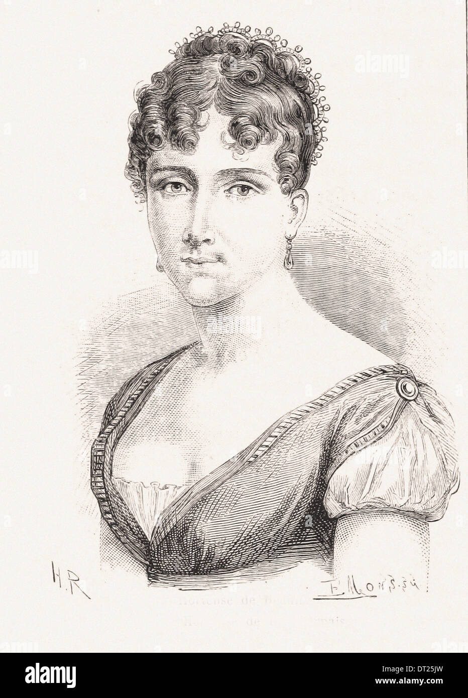 Portrait of Hortense de Beauharnais- French engraving XIX th century Stock Photo