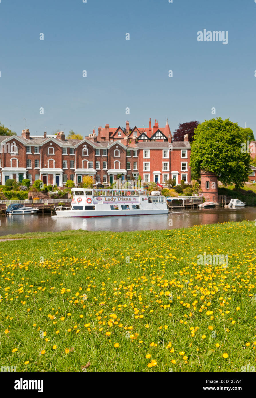 Lady Diana Tourboat on The River Dee, Chester, Cheshire, England, UK Stock Photo