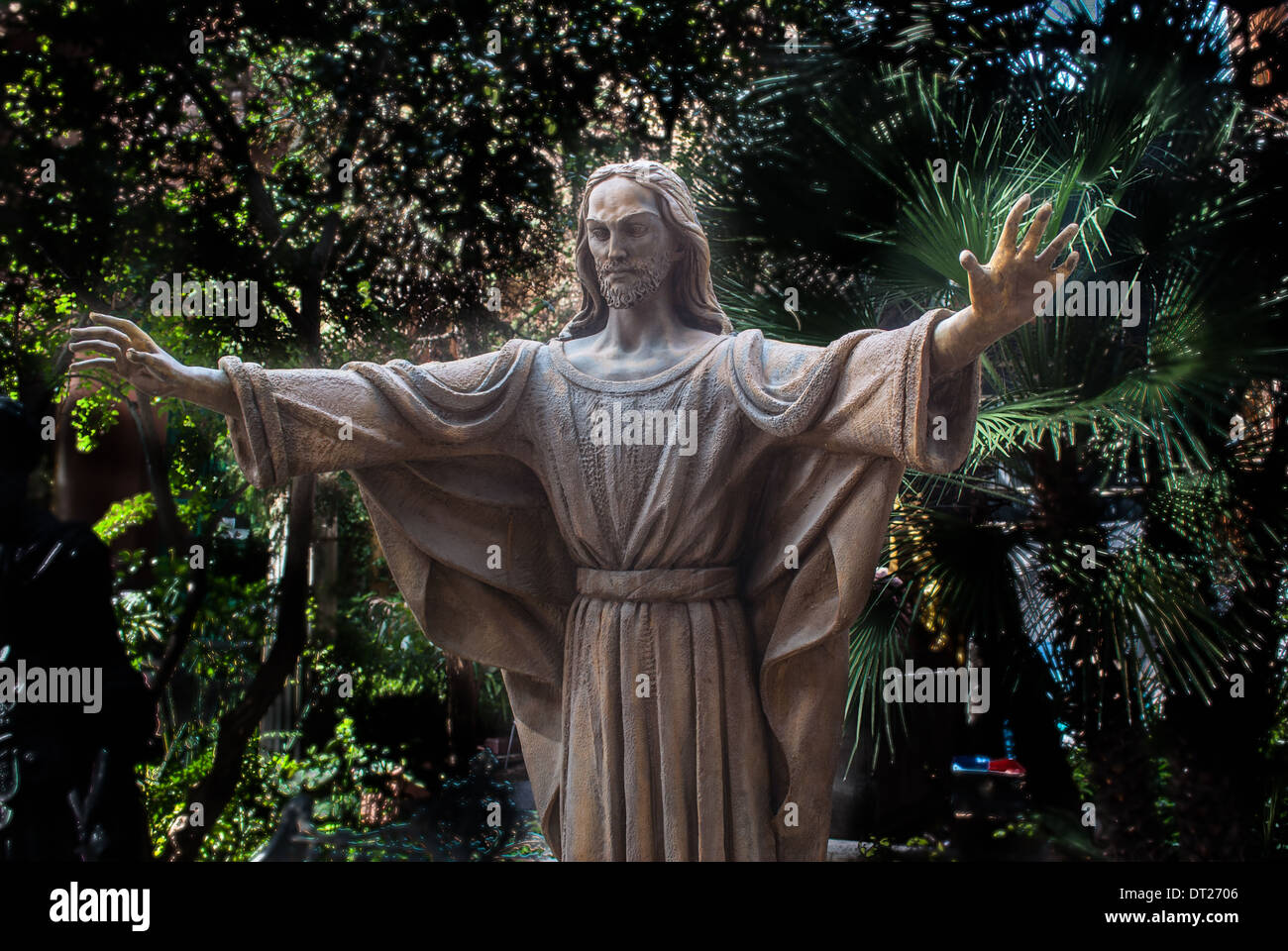 statue of christ used in Fellini film La Dolce Vita in Cinecitta Stock Photo