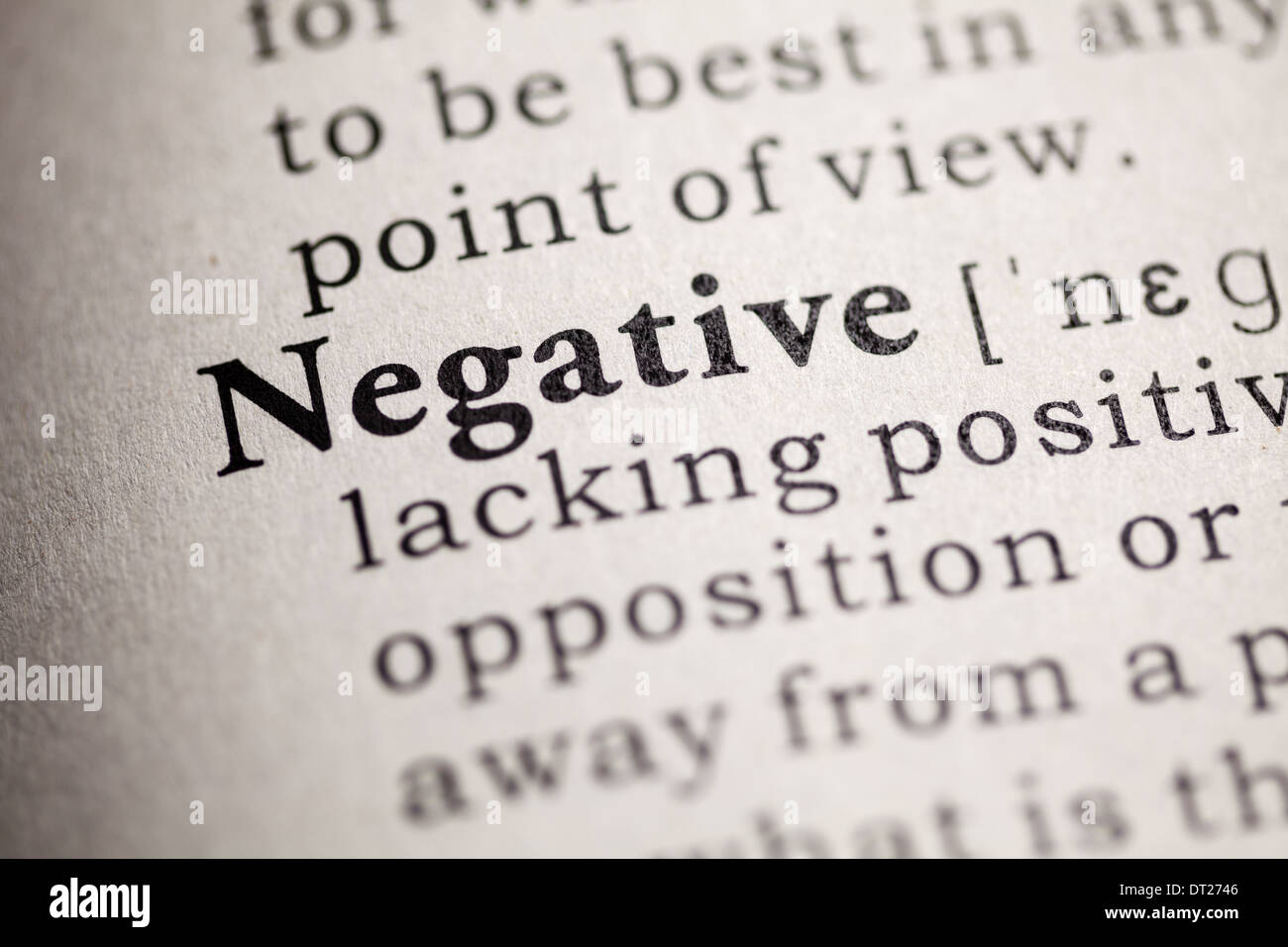 Fake Dictionary, Dictionary definition of the word negative Stock Photo Alamy