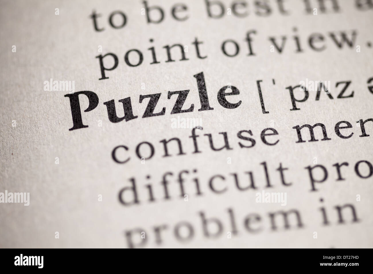 Fake Dictionary, definition of the word puzzle. Stock Photo