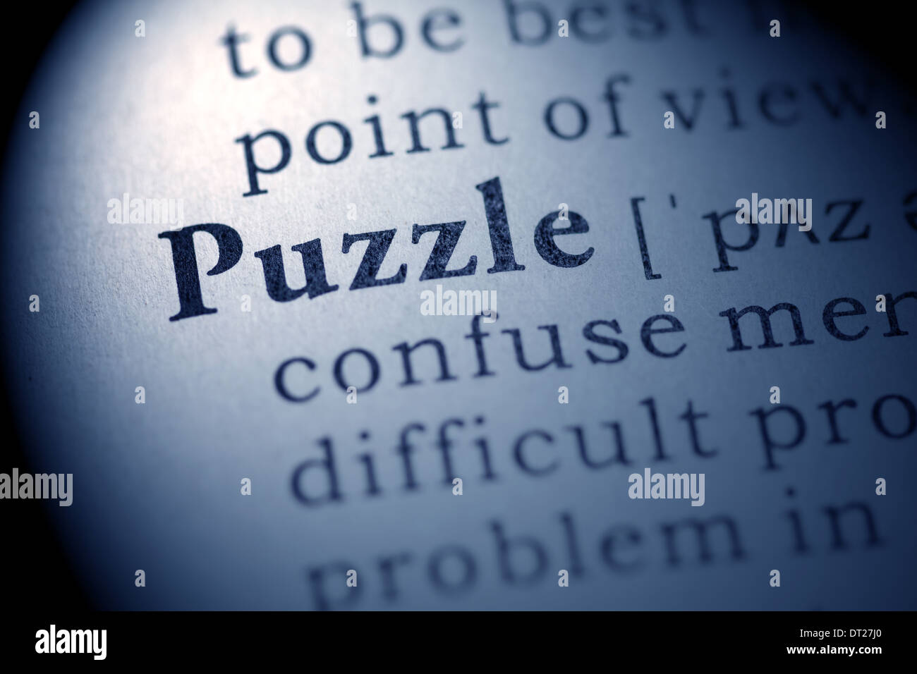 Fake Dictionary, definition of the word puzzle. Stock Photo