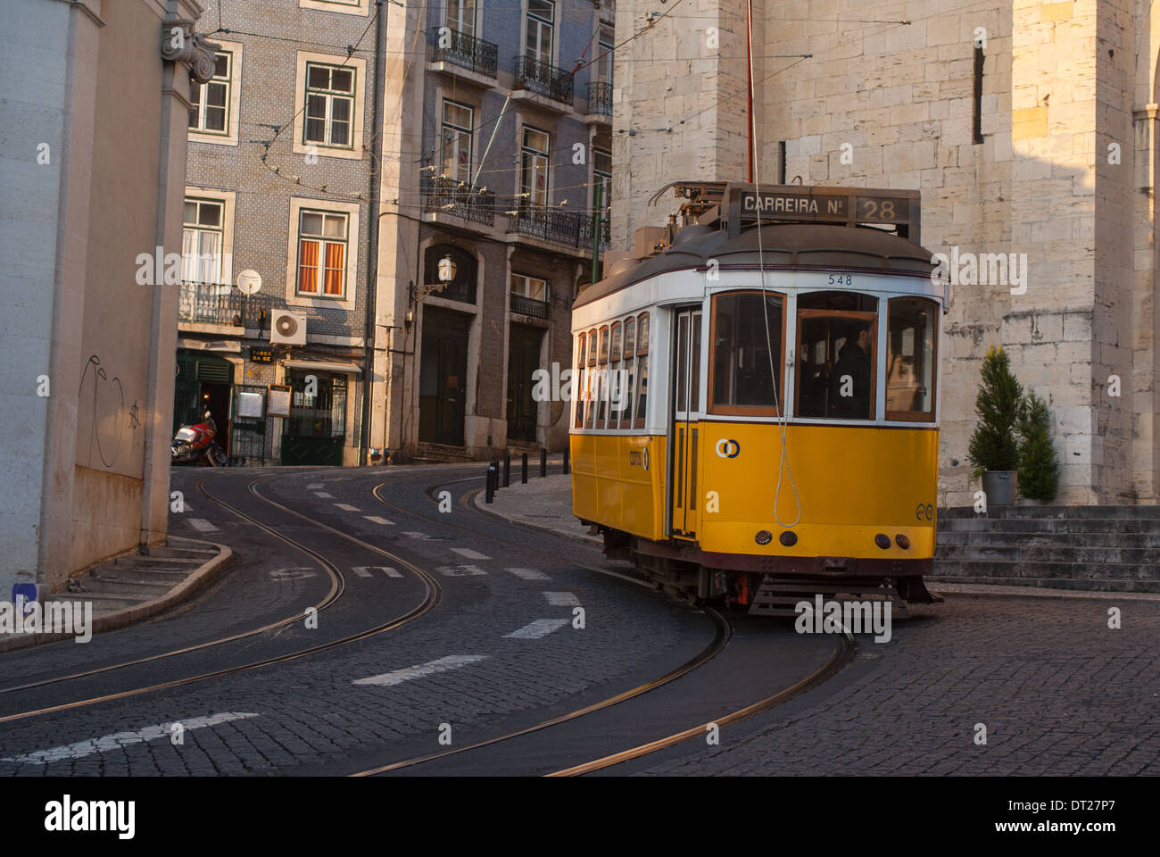 tram in Lisbon portugal Stock Photo