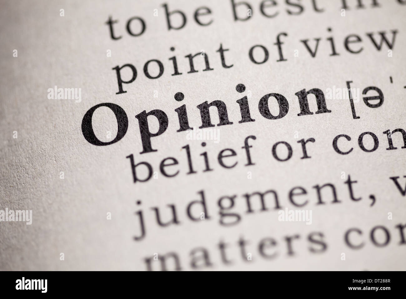 Fake Dictionary, definition of the word opinion. Stock Photo