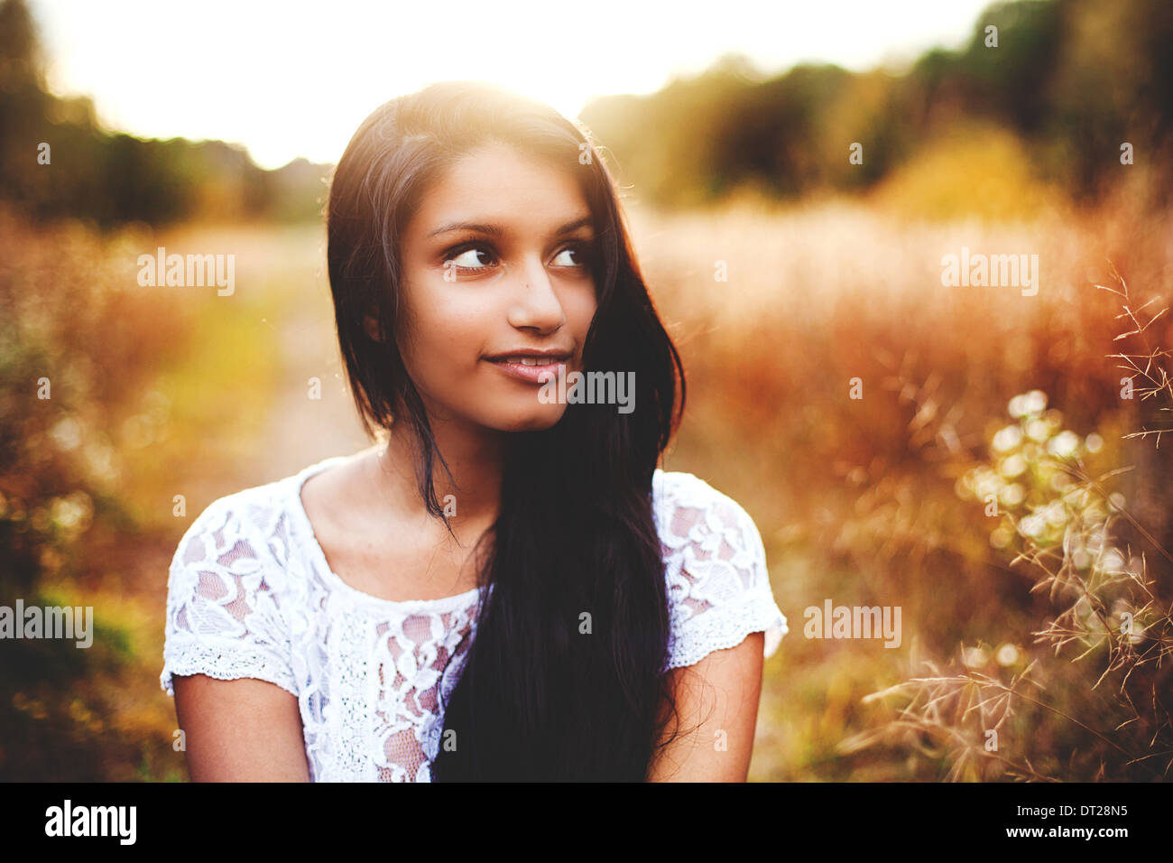 Person long black hair hi-res stock photography and images - Alamy