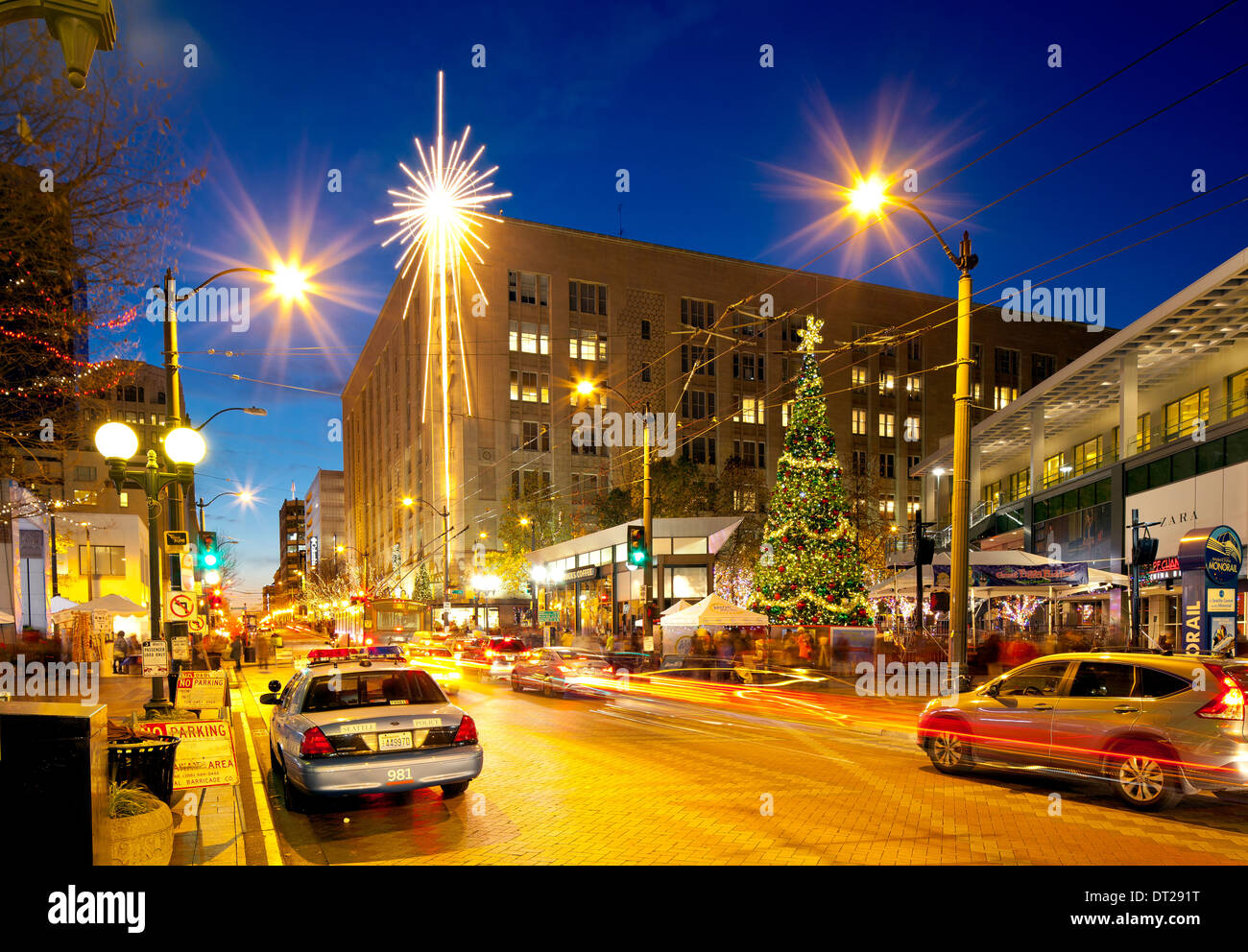 WASHINGTON Christmas tree at Westlake Center and Macy's Star in