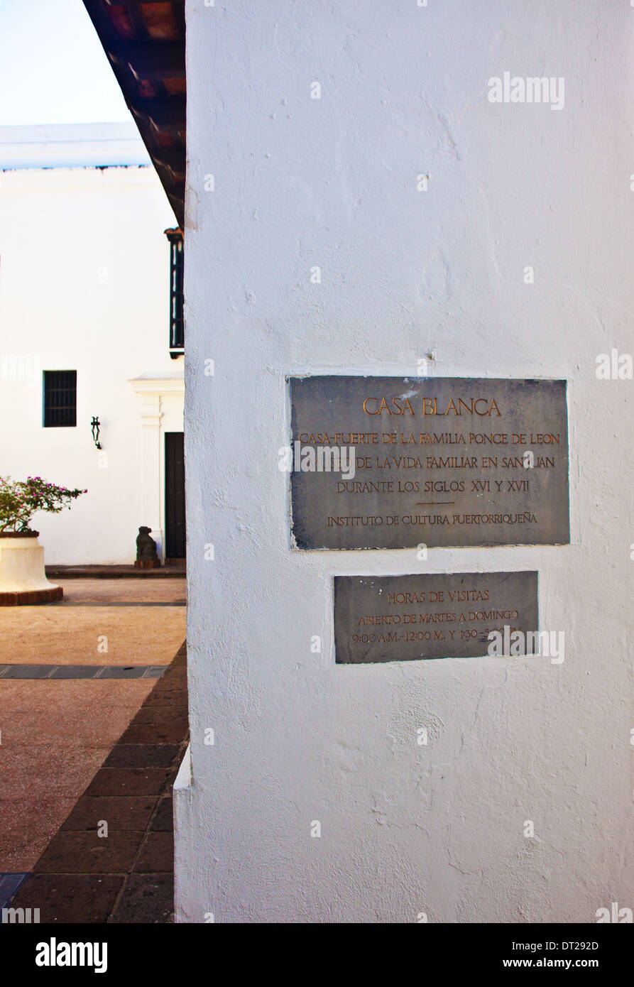 Casa Blanca Museum in Old San Juan, Puerto Rico Stock Photo