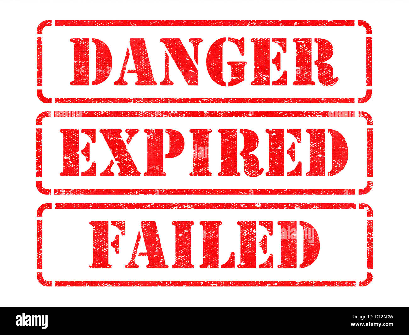 Danger, Expired, Failed- Red Rubber Stamps. Stock Photo