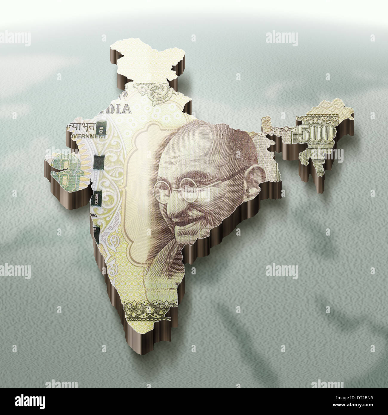 Illustrative image of Indian map made with rupee representing investment Stock Photo