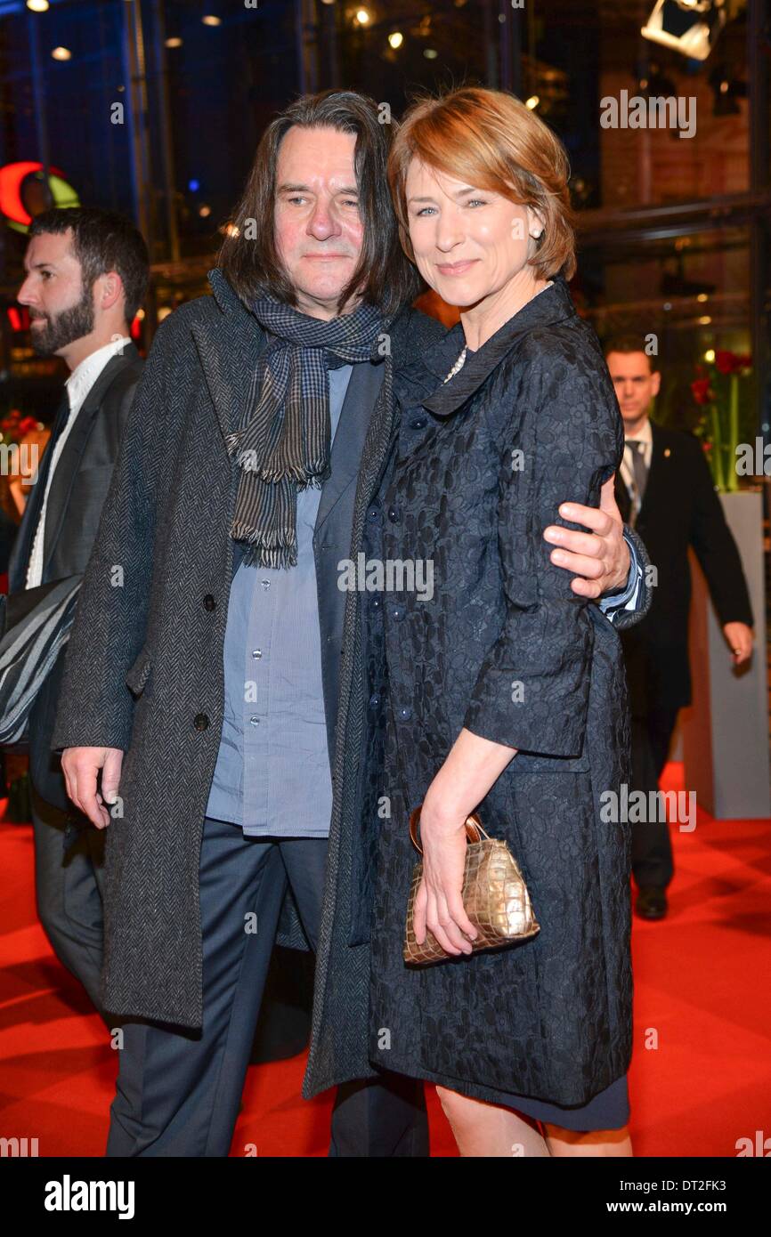 Actress Corinna Harfouch and friend Wolfgang Krause arrives at the premiere of The Grand Budapest Hotel during the 64th annual Berlin International Film Festival aka Berlinale at Berlinalepalast in Berlin, Germany, on 06 February 2014 Stock Photo