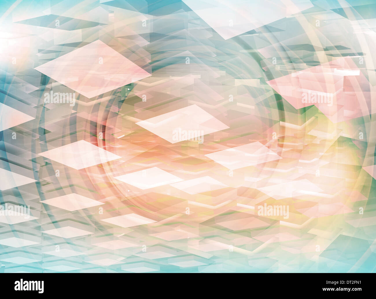 Abstract colorful digital art background with boxes and spiral Stock Photo