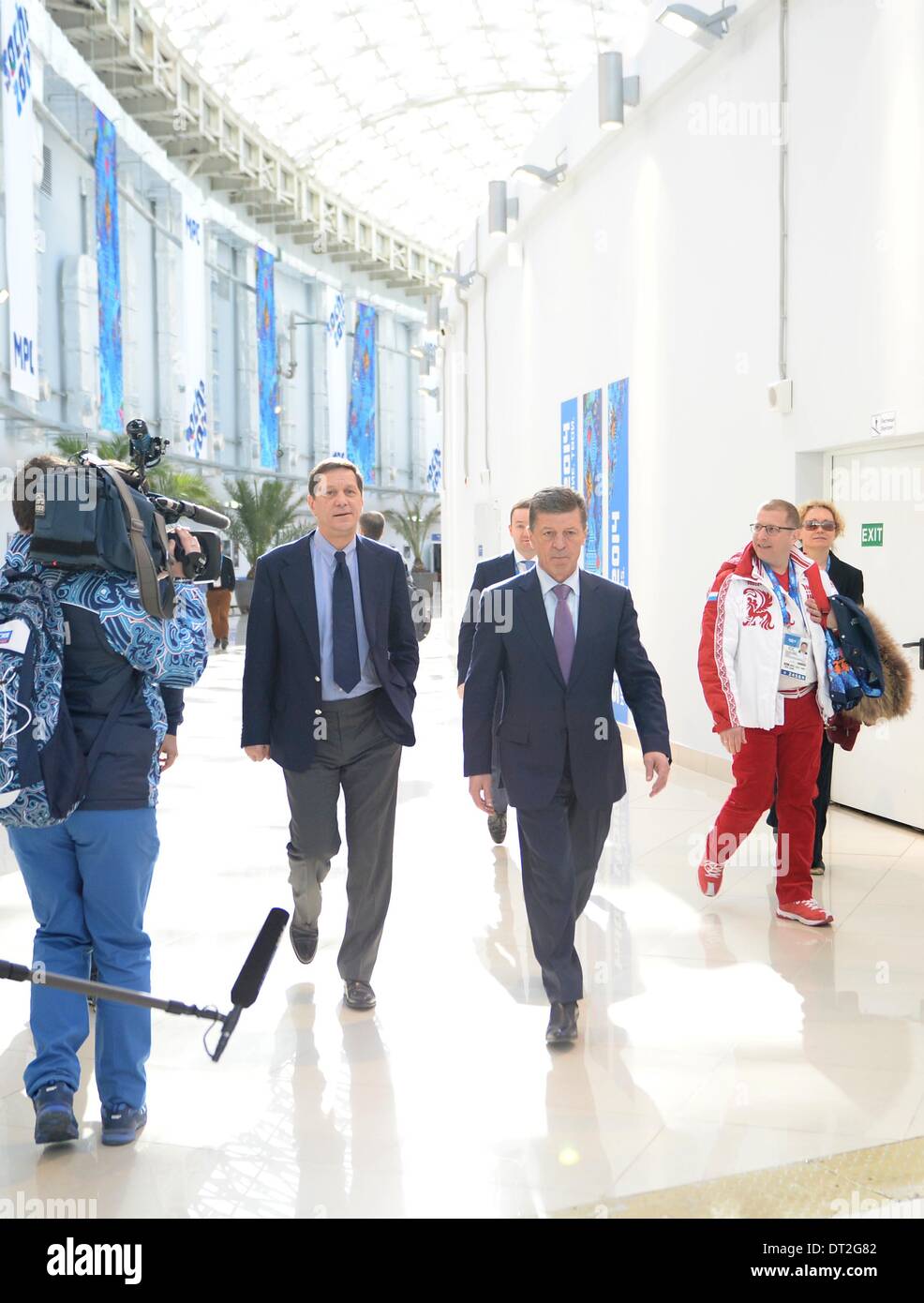 Sochi, Russia. 06th Feb, 2014. Dmitry Kozak (Deputy Prime Minister of the Russian Federation) tours the Main Press Centre (MPC) at the Sochi 2014 winter olympic games.  Sochi, Russia. 06/02/2014 Credit:  Sport In Pictures/Alamy Live News Stock Photo