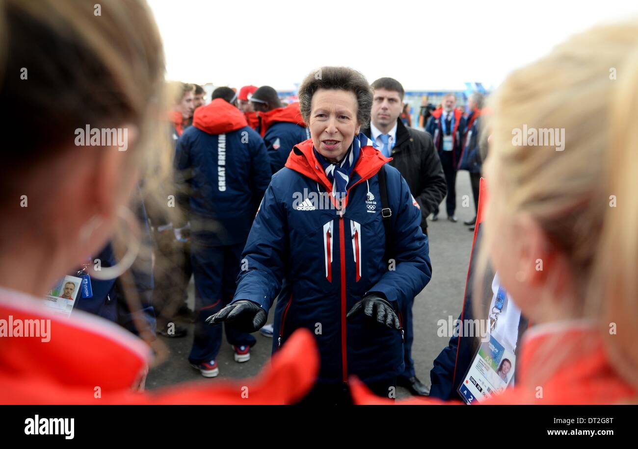 Sochi, Russia. 06th Feb, 2014. Her Royal Highness, The Princess Royal speaks to members of TeamGB at the welcoming ceremony. Olympic Park. Sochi, Russia. 06/02/2014 Credit:  Sport In Pictures/Alamy Live News Stock Photo