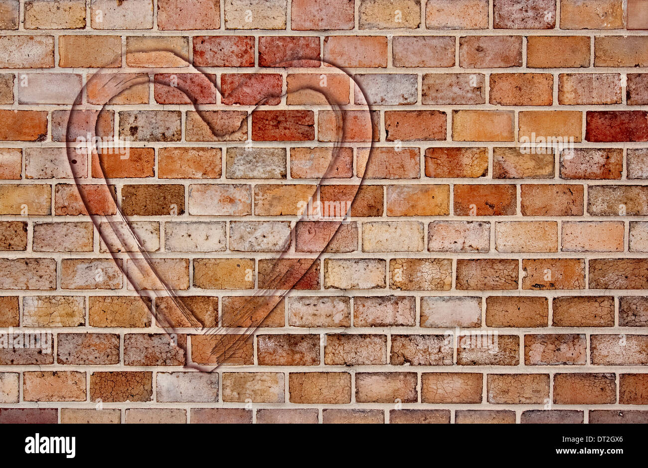 heart on the brick wall - declaration of love Stock Photo