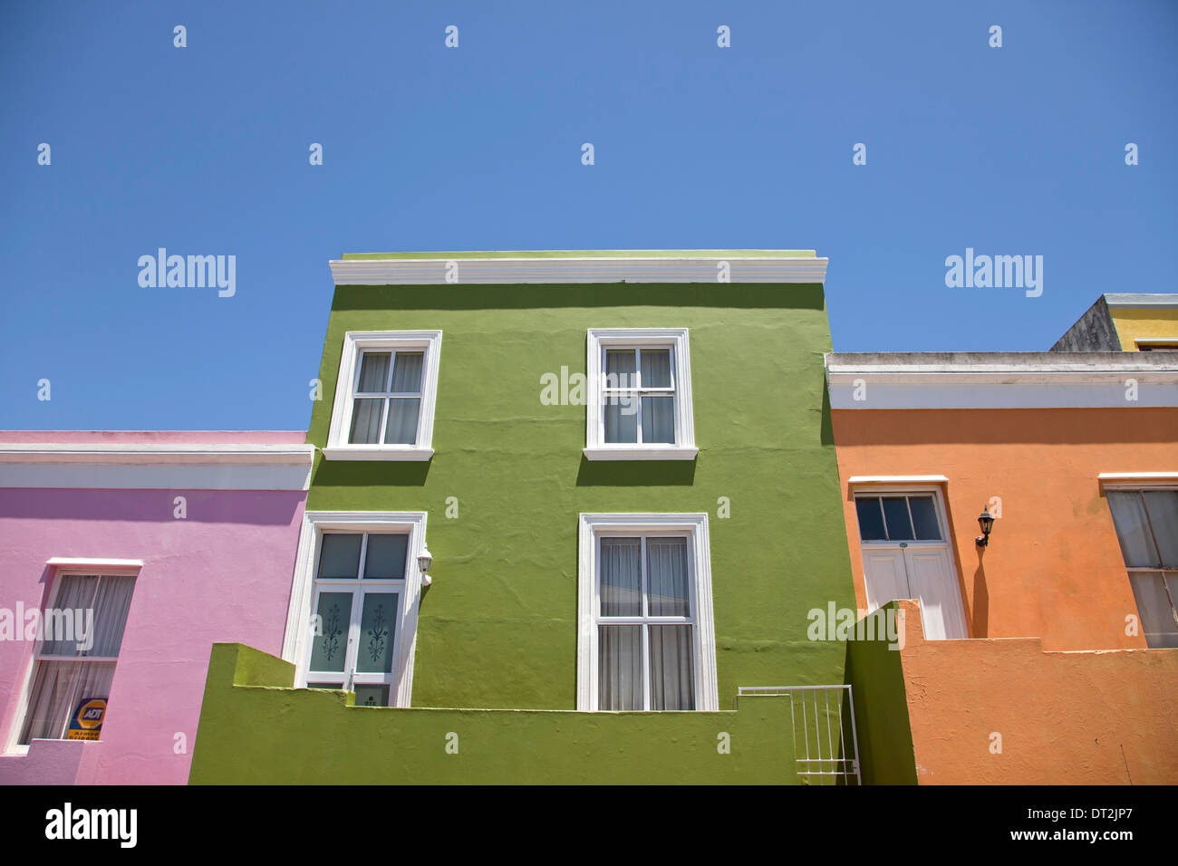 typical coloured homes in the quarter Cape Malay Bo-Kaap, Cape Town, Western Cape, South Africa Stock Photo