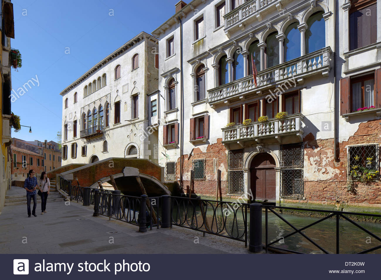 historical houses at small channel rio ca' di dio, venice, italy Stock