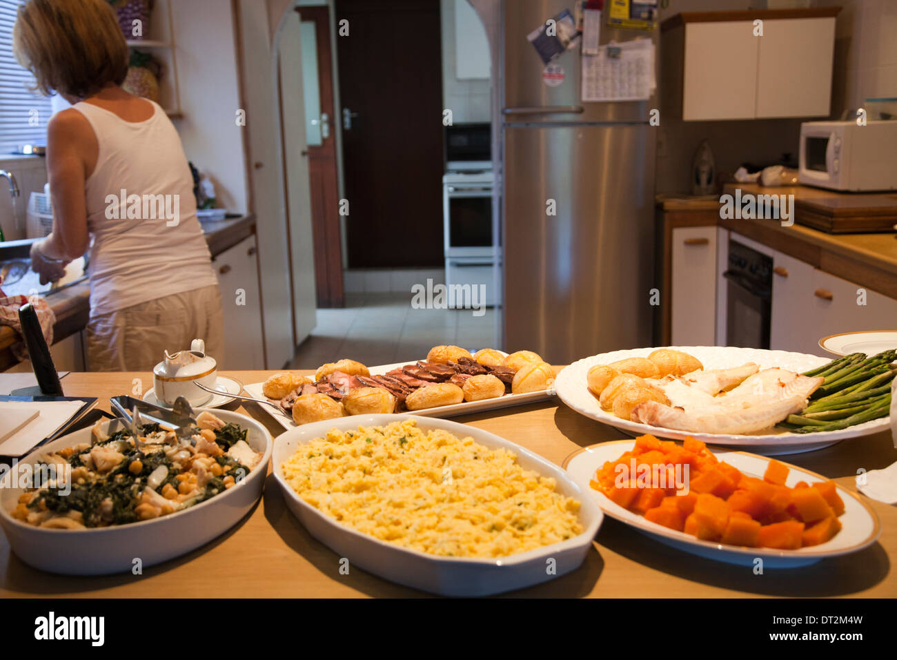 Food Spread on Kitchen Counter Stock Photo Alamy