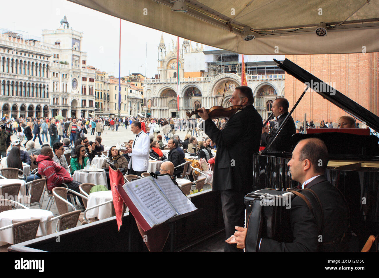 Orchestra of Caffè Florian in San Marco's square, Venice, Italy Stock Photo