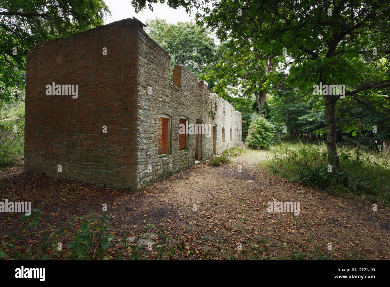 The Laundry Cottages. Tyneham Deserted Village. Dorset. England. UK