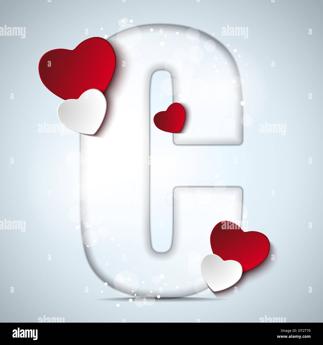 Vector - Alphabet Letters With Red Heart Valentine Day Stock Photo - Alamy