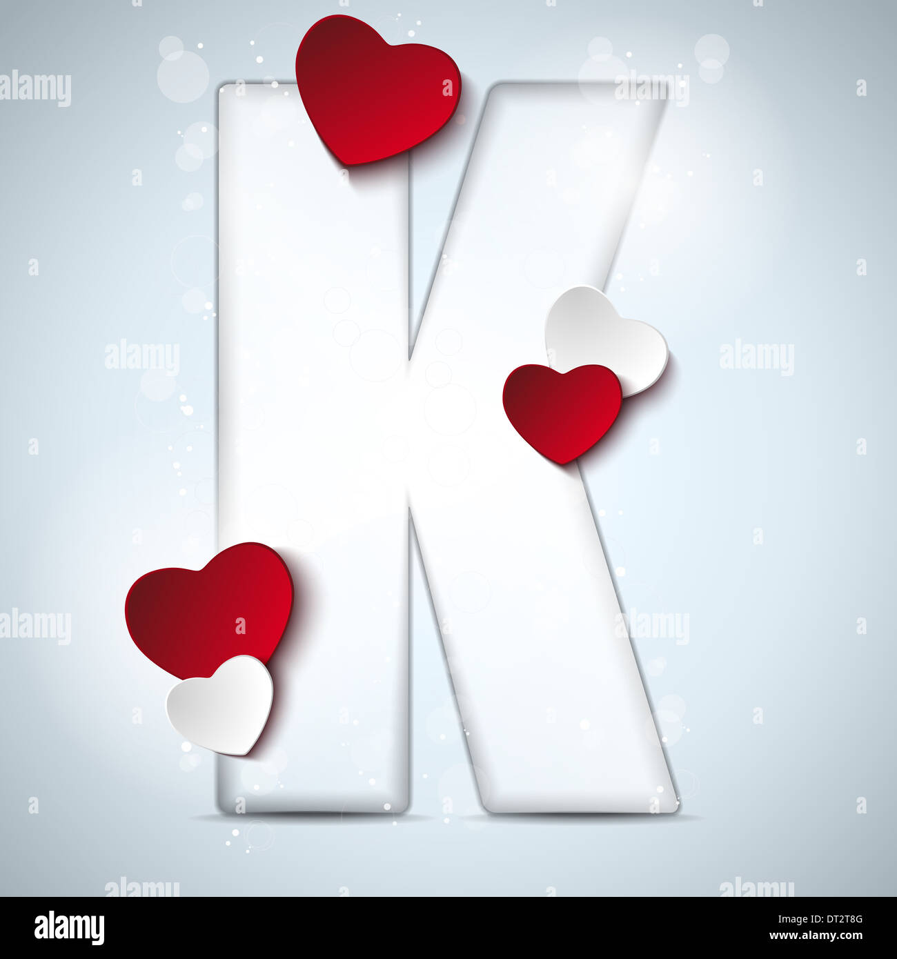 Vector - Alphabet Letters With Red Heart Valentine Day Stock Photo - Alamy
