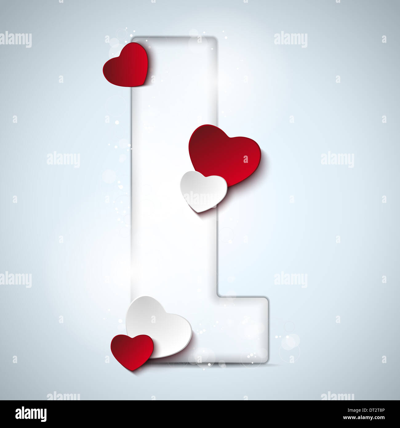 Vector - Alphabet Letters With Red Heart Valentine Day Stock Photo - Alamy