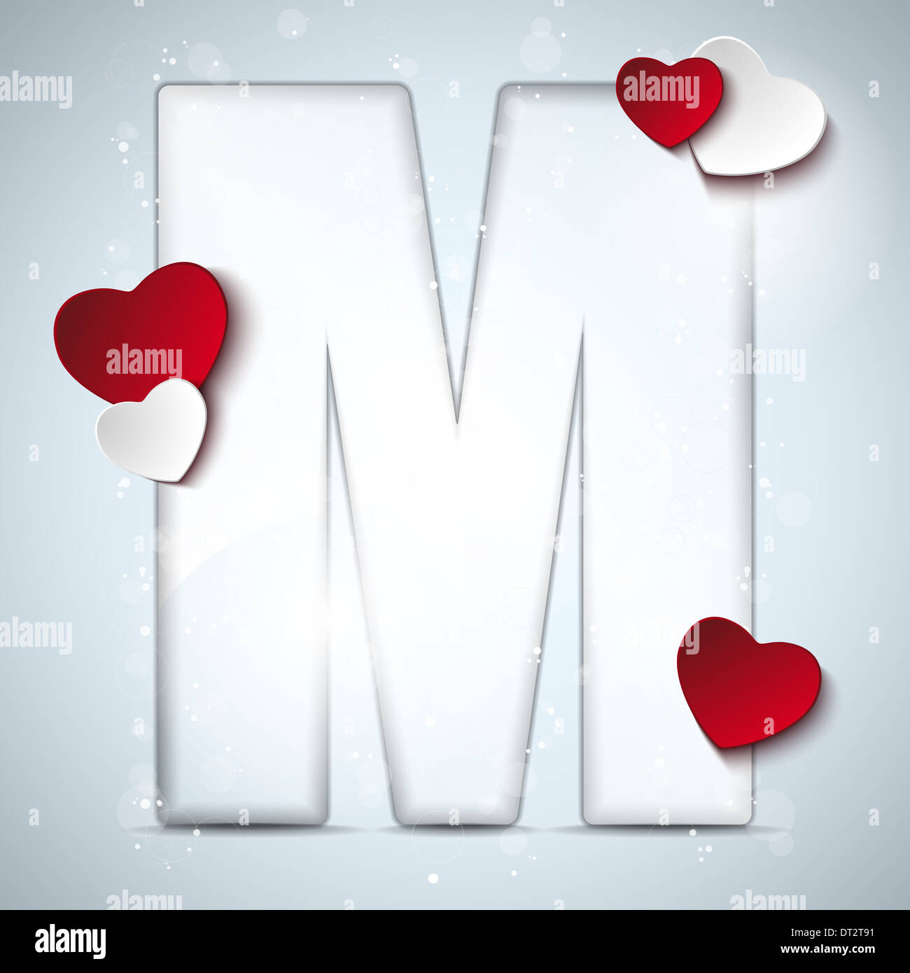 Vector - Alphabet Letters With Red Heart Valentine Day Stock Photo - Alamy