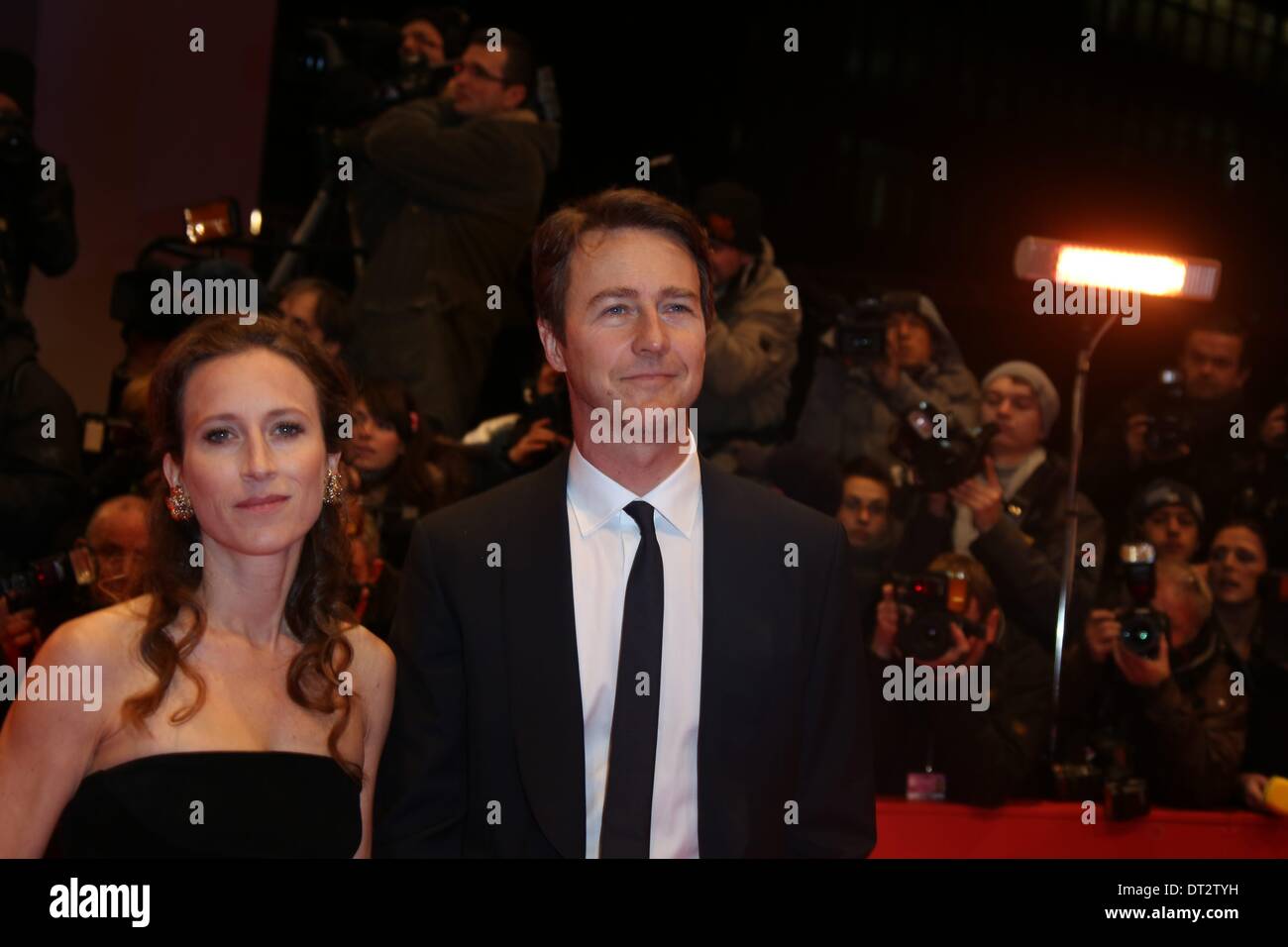 Actor Edward Norton and wife Shauna Robertson attend the world premiere of 'The Grand Budapest Hotel' during the 64th International Berlin Film Festival aka Berlinale at Berlinale Palast in Berlin, Germany, on 06 February 2014. Photo: Hubert Boesl Stock Photo