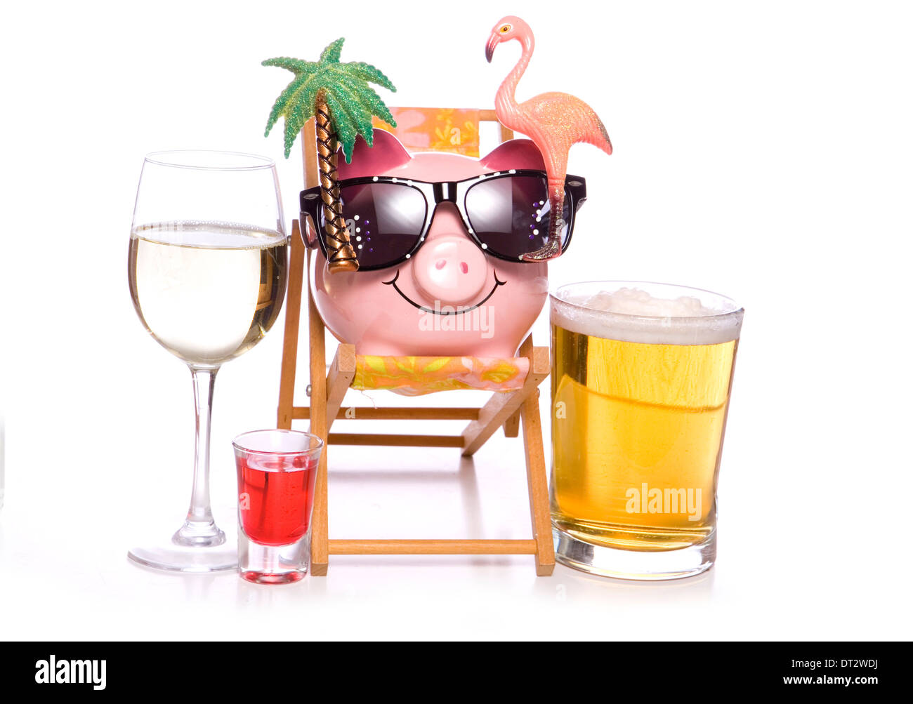 alcohol on holiday piggy bank cutout Stock Photo