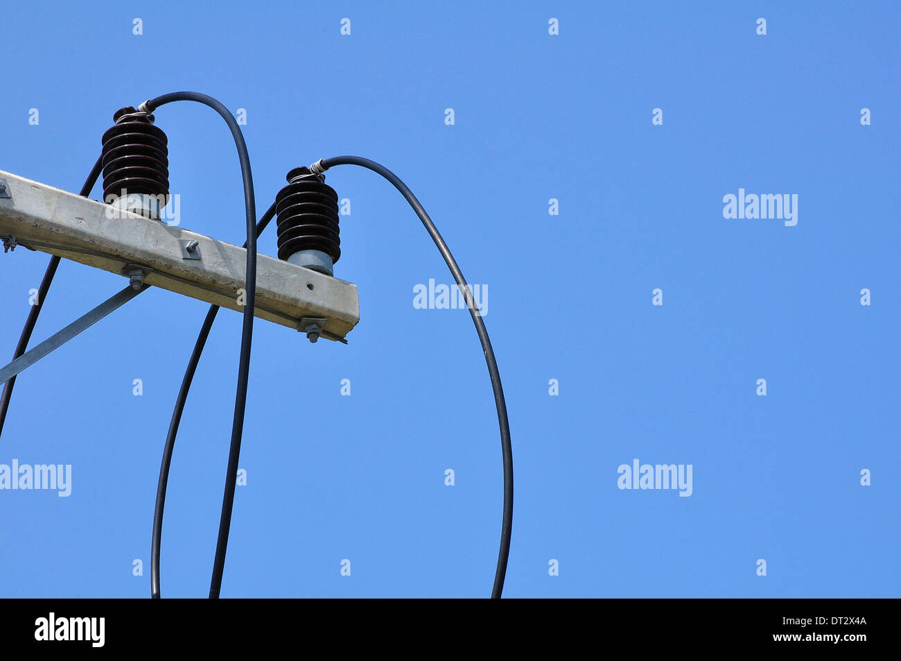 Power lines and insulators Stock Photo Alamy