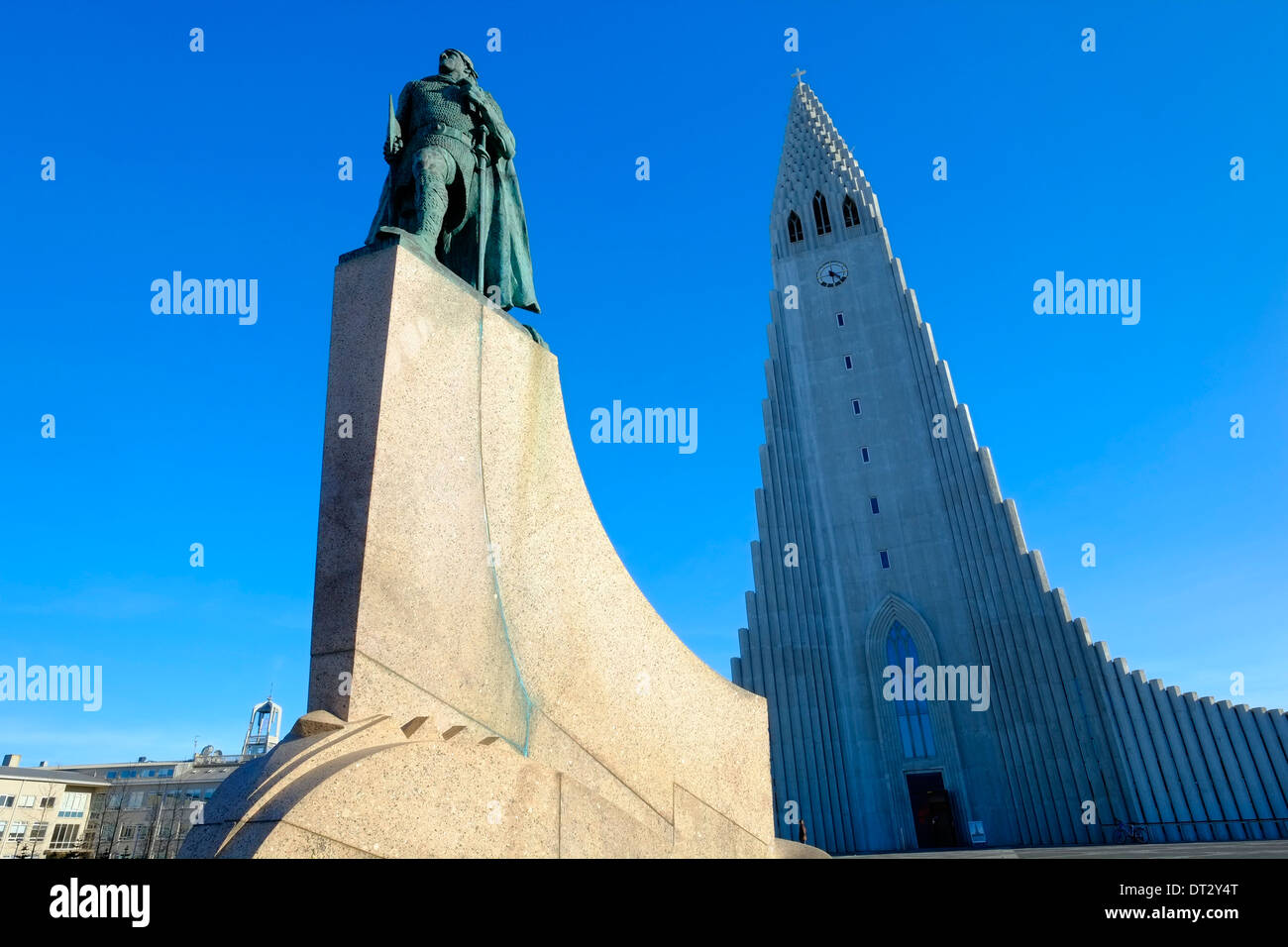 Statue Of Leifur Eiriksson And Hallgrimskirkja Church Reykjavik Iceland Statue Of Leifur Eiriksson And Hallgrimskirkja Church Reykjavik Iceland